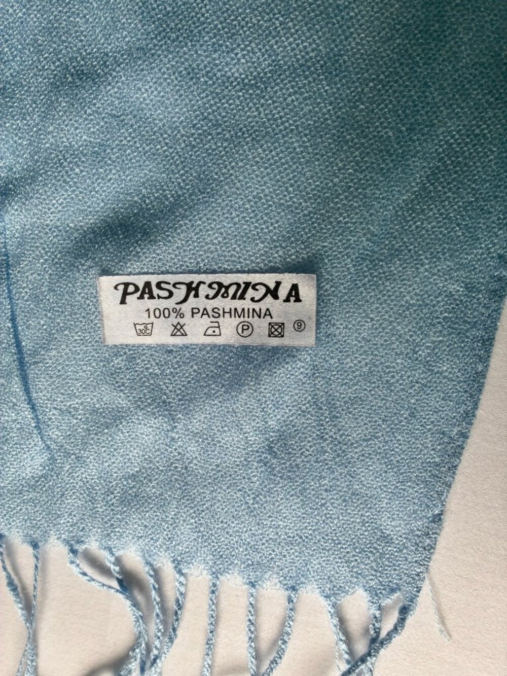 Pashmina Cashmere Light Blue Solid Color Scarf